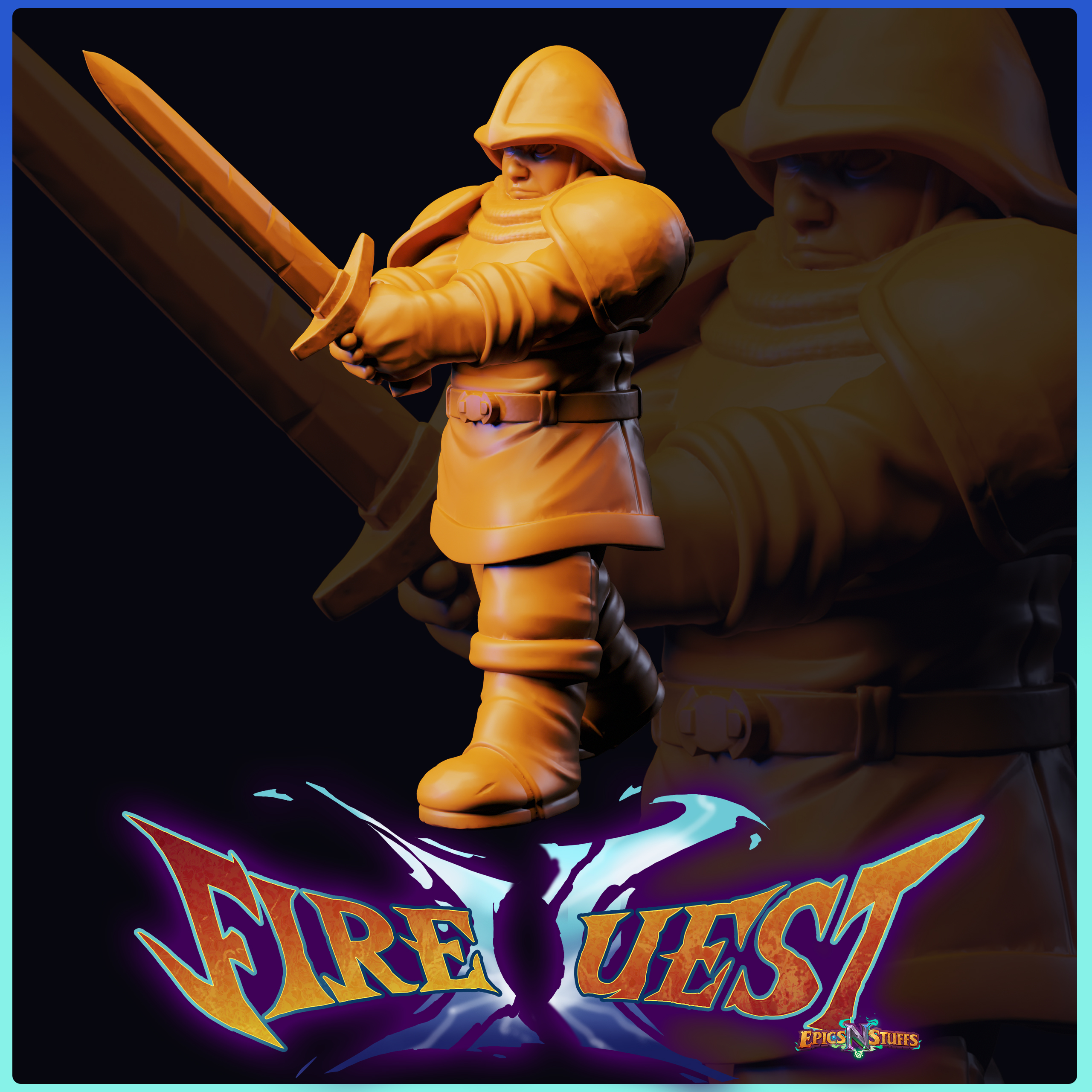 Guard 1, Fire Quest II Miniature/Statue - Pre-Supported